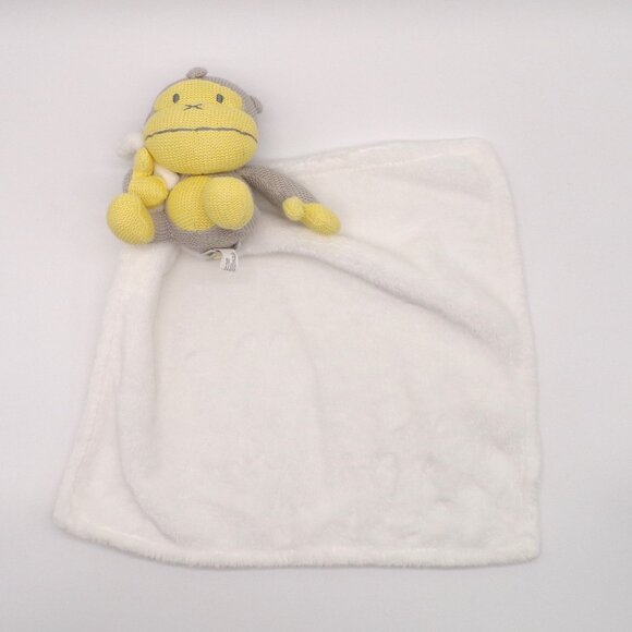 Baby Bum Monkey Lovey Duke Gray Yellow White Knitted Plush Security Blanket Soft - Picture 3 of 12